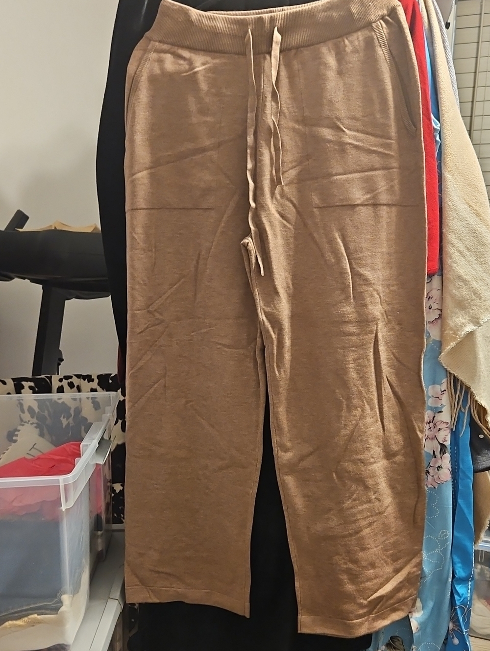 Women's Brown Drawstring Knit Joggers
